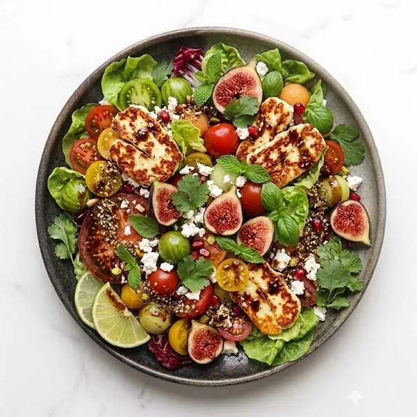Crispy Halloumi & Fig  Salad with Balsamic Vinaigrette